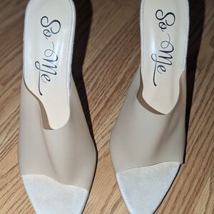 So Me Women's Beige Slip-On Heels